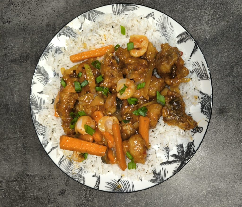 słodko-kwaśna wieprzowina z liczi