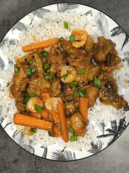 słodko-kwaśna wieprzowina z liczi